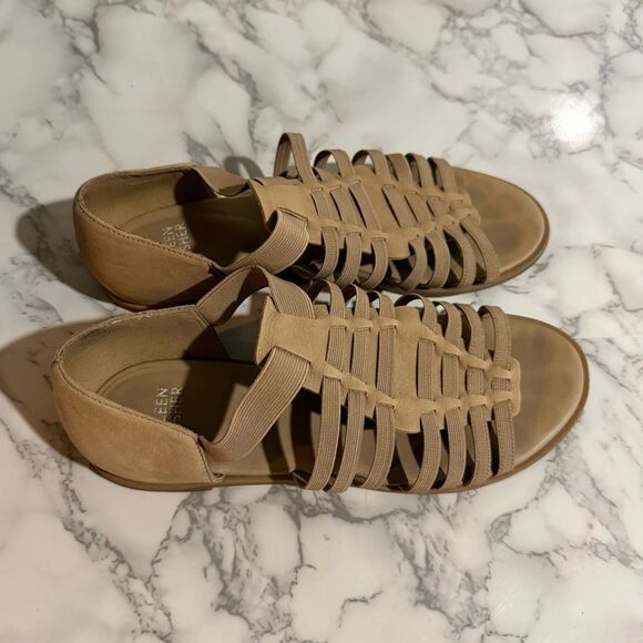 Eileen Fisher Tan Leather Strappy Rato Sandals Size 7.5 - Picture 2 of 7